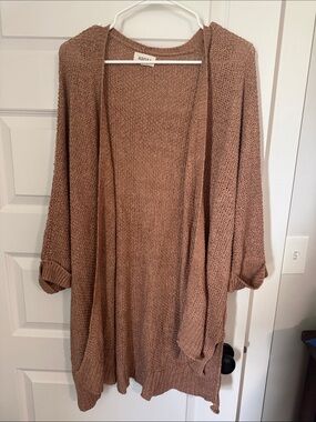 ADORA Open-Front Knit Cardigan - Mauve Brown